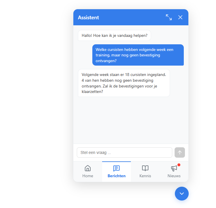 Viper AI-assistent die vragen van een deelnemer beantwoordt