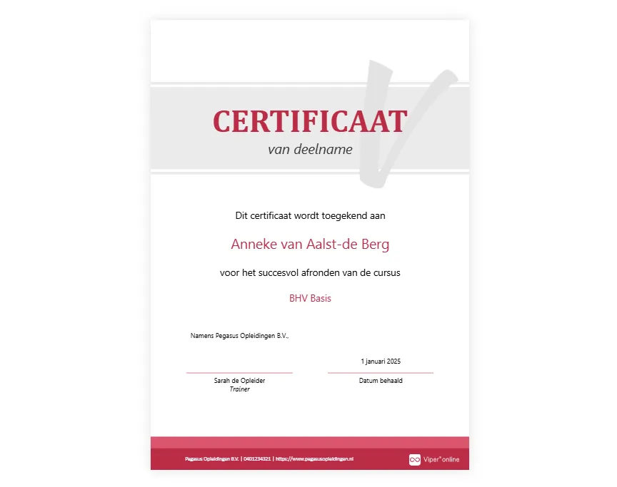 Voorbeeld van een uitgegeven certificaat