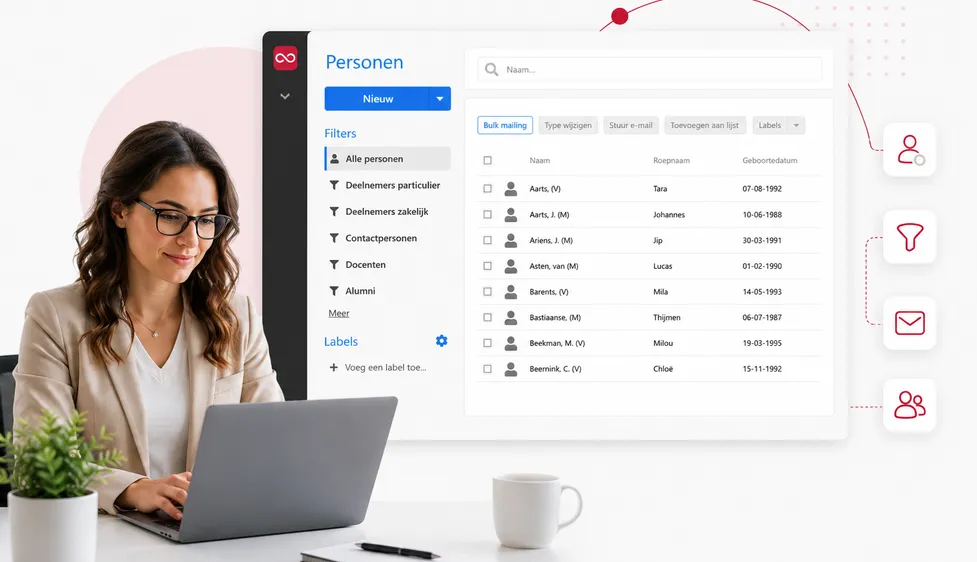 Overzicht van personen en bedrijven in Viper CRM