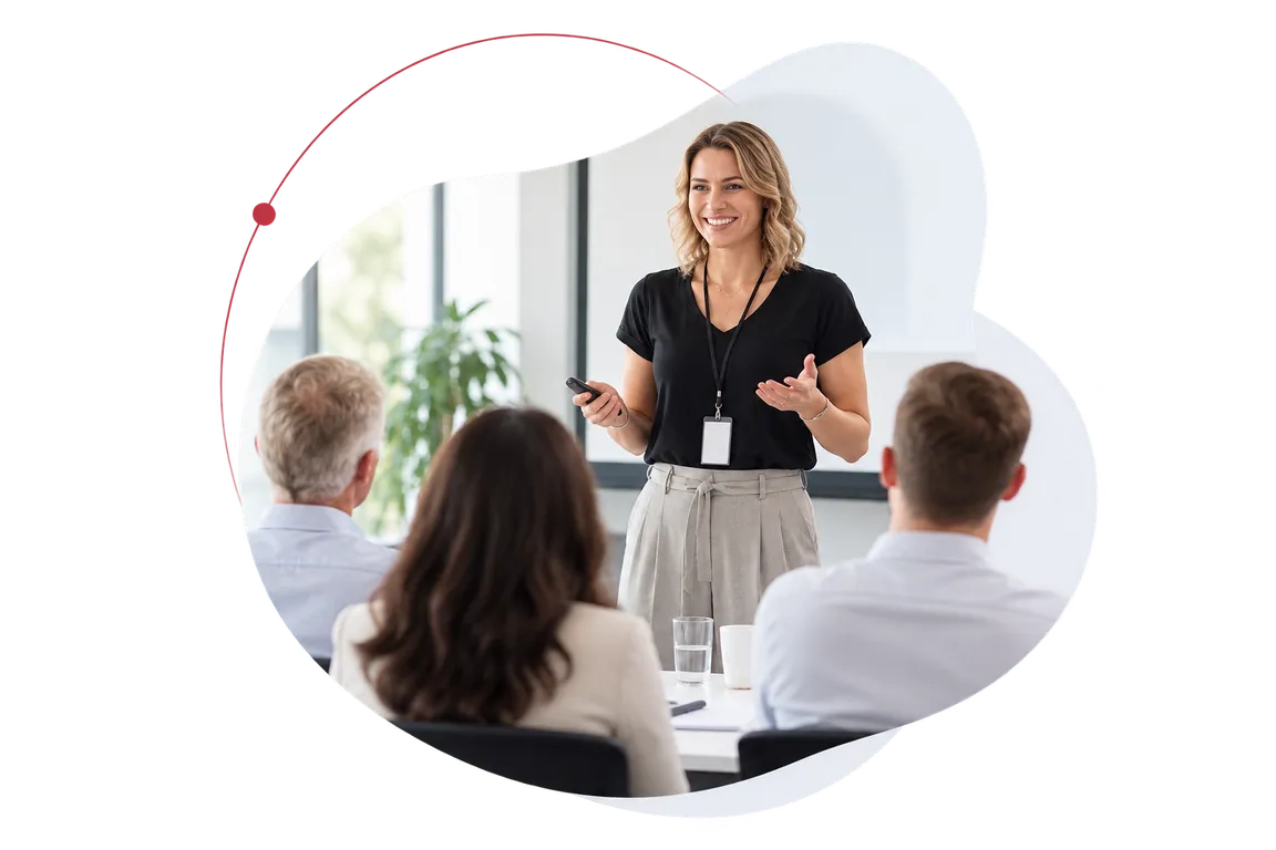 Trainer geeft cursus aan deelnemers