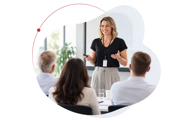 Trainer geeft cursus aan deelnemers